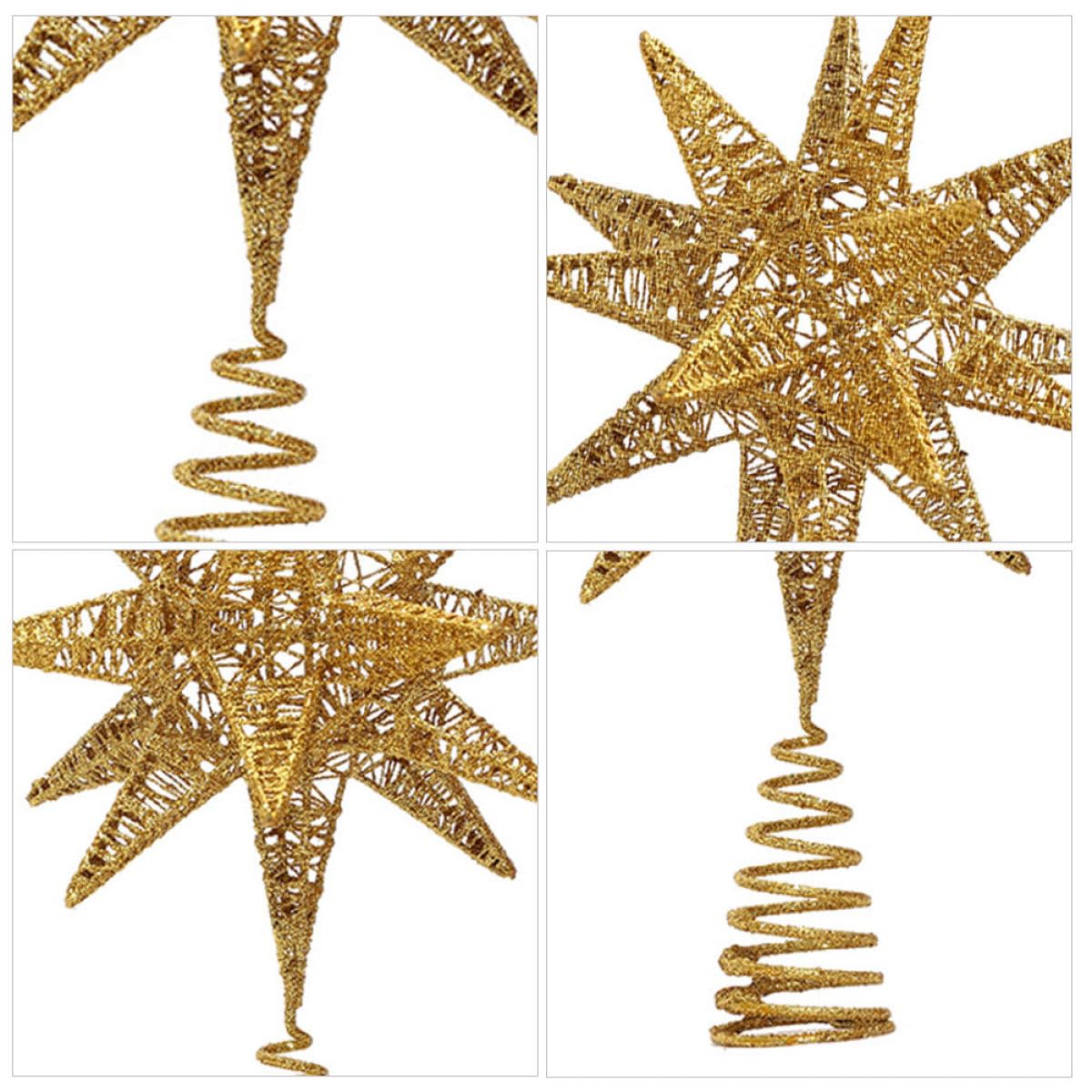 TOYANDONA Langlebige Eisen Weihnachtsbaumspitze Sternförmige Dreidimensionale Tannenbaumspitze in Gold für Festliche Weihnachtsdekoration und Partybedarf