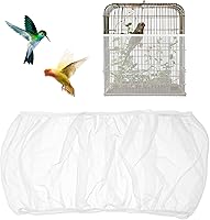Trinkrittey Bird Cage Seed Catcher Net - Adjustable White Stretchy Guard for Parrot Cages, Keeps Floors Clean (55-71in Girth)