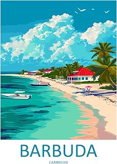 Barbuda Undiscovered Island Poster - Metal Tin Sign, 8x12 Inch - Boho Living Room or Island Bedroom