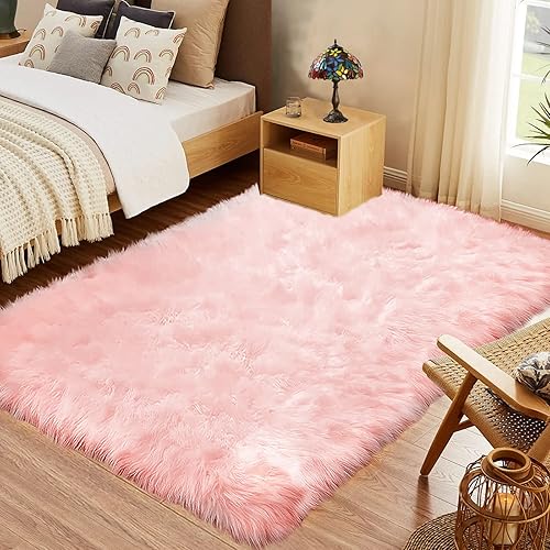 Miniatura 147 de Goolela Alfombra de piel sintética blanca de 2 x 6 pies, alfombra rectangular de piel de oveja sintética para dormitorio, mullida y mullida Blanco