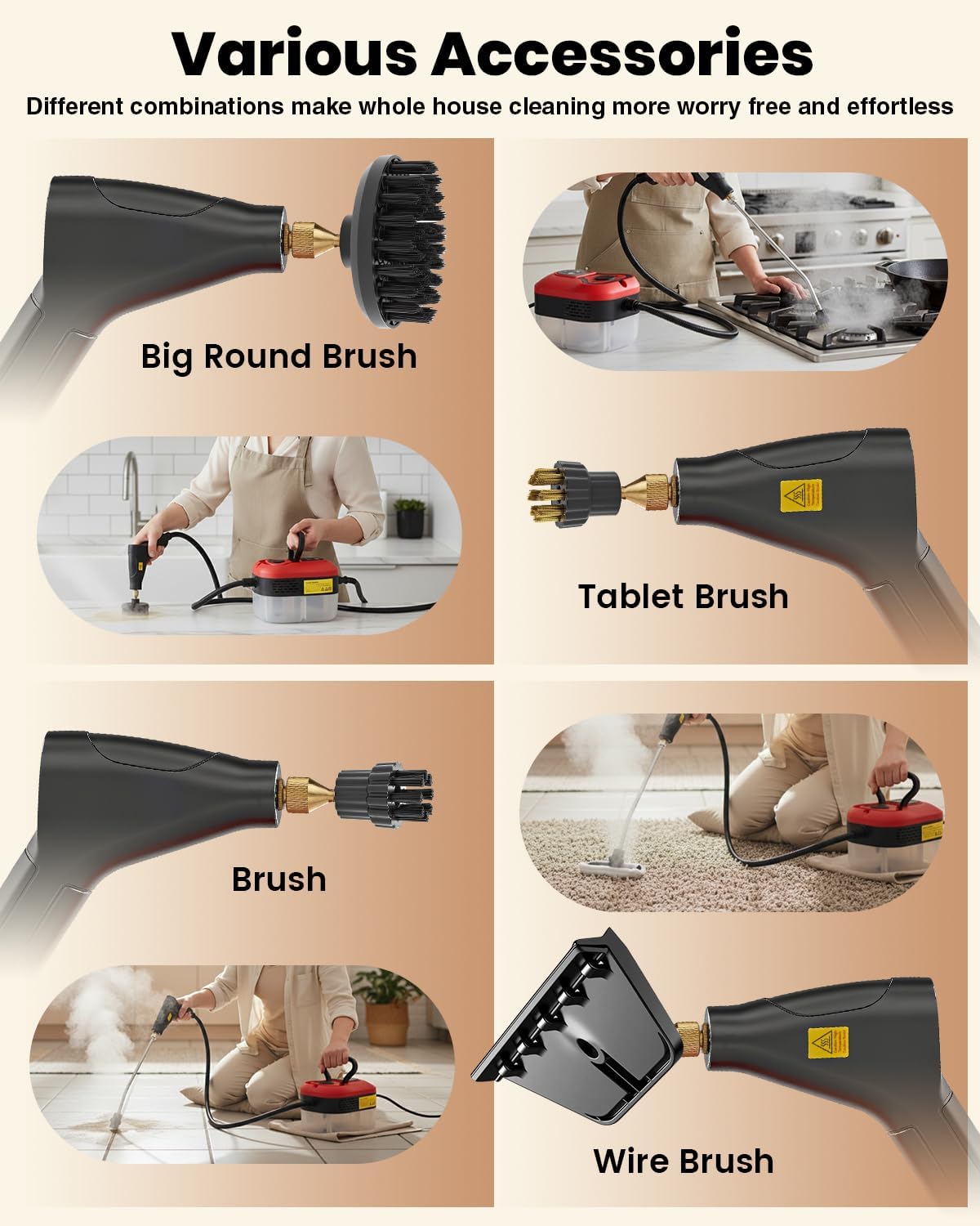 Saker Handheld Steam Cleaner for Home,6-Level Adjustable Steamer for Cleaning,Portable Steam Cleaner,Steamer for Cleaning with 1200ML Water Tank,Suitable for Kitchen,Bathroom