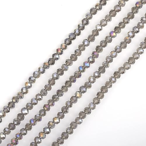 10 hebras de cuentas de cristal Rondelle de 0.157 pulgadas, micro 48 cuentas de vidrio facetadas, cuentas sueltas de piedras preciosas de corte de