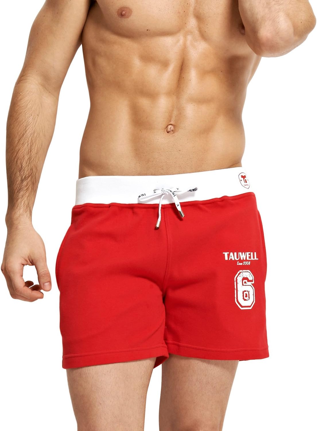 TAUWELL Mens Low Rise Sports Soft Running Training Short Pants (Small/28-30Inch, 60634 Red)