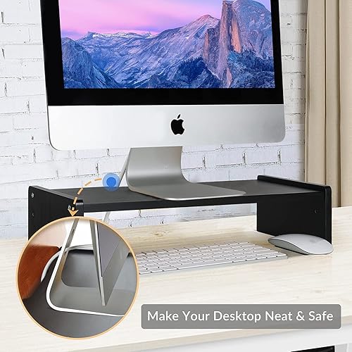 Miniatura 3 de KINLINK Elevador de monitor de madera maciza, elevador de monitor con 2 alturas ajustables, elevador de computadora de 15.8 pulgadas para