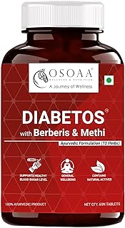 OSOAA Diabetic Care Tablets (Diabetos) | Karela, Jamun, Gurmar, Methi, Neem & Other Herbs | Supports Blood Sugar Management & Diabetes Care | 60 Veg Tablets