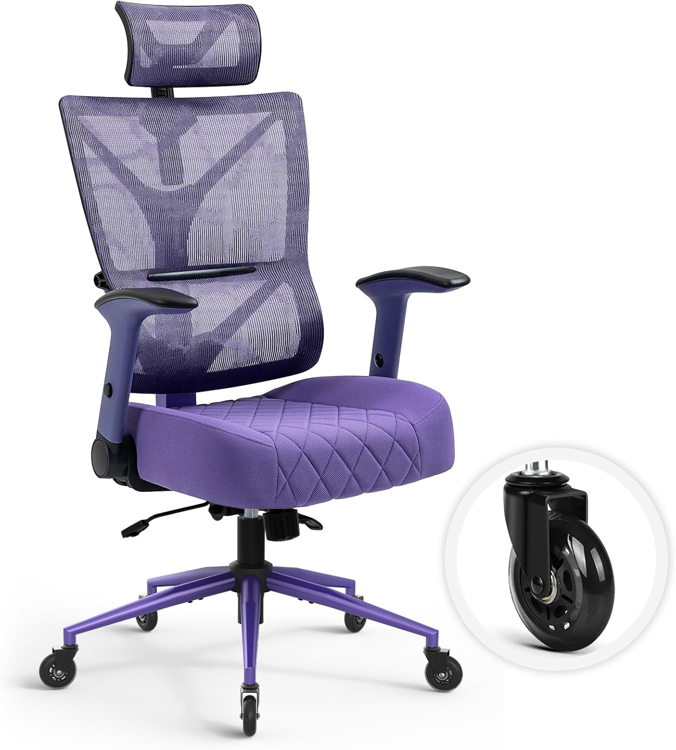 YAMASORO Office Chair with Adjustable Arms Mesh Computer Chair Adjustable Headrest