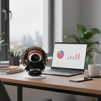 ストリートウェアセット Eilik Robot、New Yorkパーカー、ドレッドロックビーニー衣装、アーバンスタイルの布アクセサリーに対応ブラック