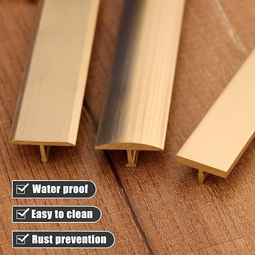 Miniatura 4 de ZIMGOD Tira de transición de piso de latón, moldura en T, umbral de piso laminado para pisos de alfombra a azulejos, cubierta de costura de piso de