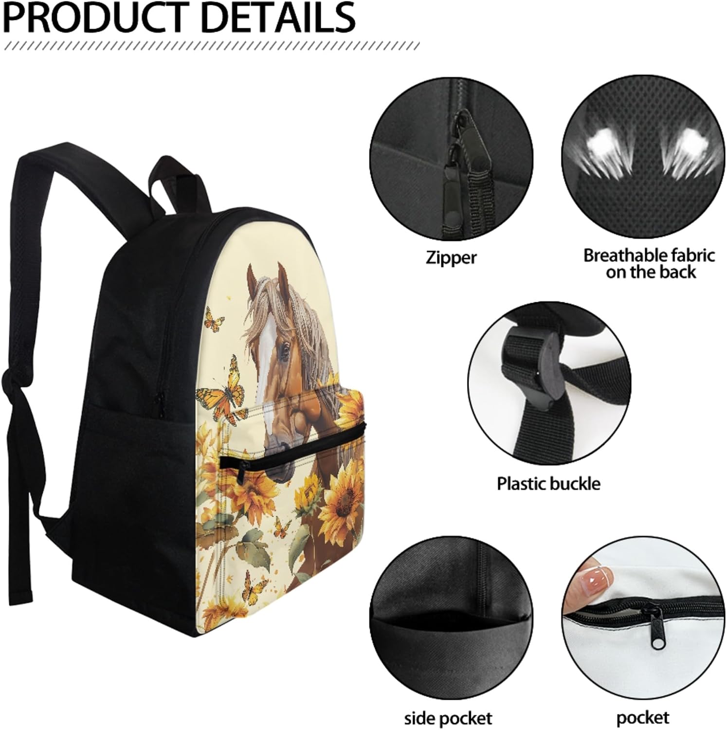 BIGCARJOB Kids School Backpack For Girls,Animal Cow Sunflower Bookbag for Kids Teens Middle School Animal Print Backpack for School Teens Large Rucksack Schoolbags Set with Lunch Box Pen Bags