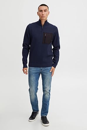 Indicode Herren Strickpullover - Troyer Mit Stehkragen Und Reißverschluss