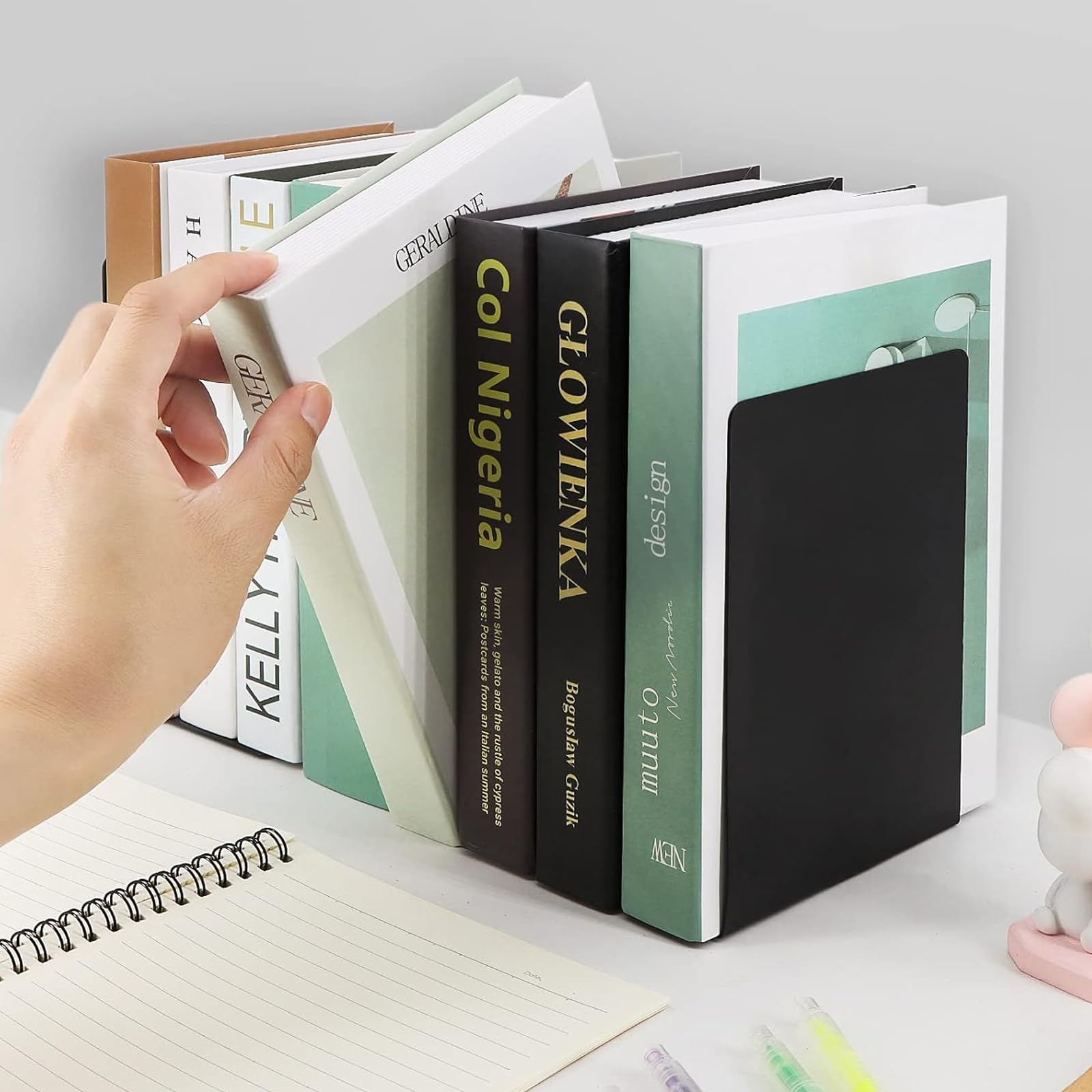 Fermalibri In Metallo Grigio - Set Da 6 Per Librerie E Mensole | Reggilibri Antiscivolo - Foto 3