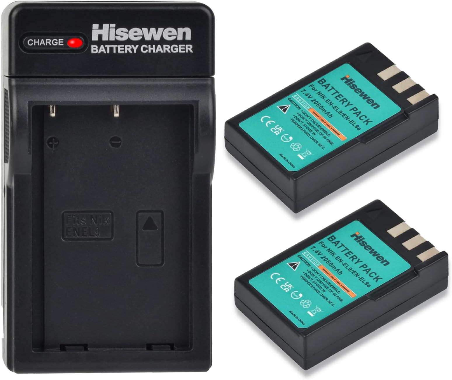 Caricabatterie Doppio USB Per Nikon EN-EL9, Compatibile Con D40, D40x, D60, D3000, D5000, Con Cavo Micro USB, Carica 2 Batterie