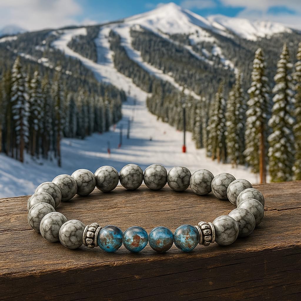 Kartini Studio Natural Stone Bracelet for Men, Gift Idea for Man, Men's Bead Bracelet, Grey Jasper and Blue Jasper Jewelry for Man - Image 6