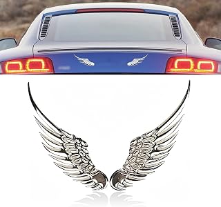 2 PCS Car Angel Wings Sticker, 3D Metal Eagle Wings Car Emblem, Self-Adhesive Stereo Wing Sticker, Universal Anti-Collision Car Body Reflective Decorative Stickers, Fit for Most Cars (Silver)