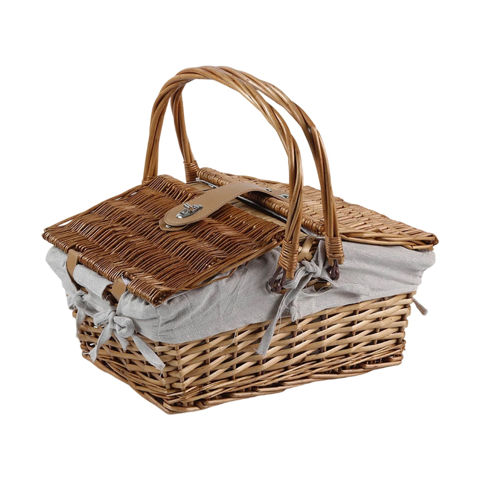Tsophreniq Plain Color Linen Rattan Storage Basket With Handle Perfect For Picnics Organizing And Home Decoration Breathable Camping Gear Planner