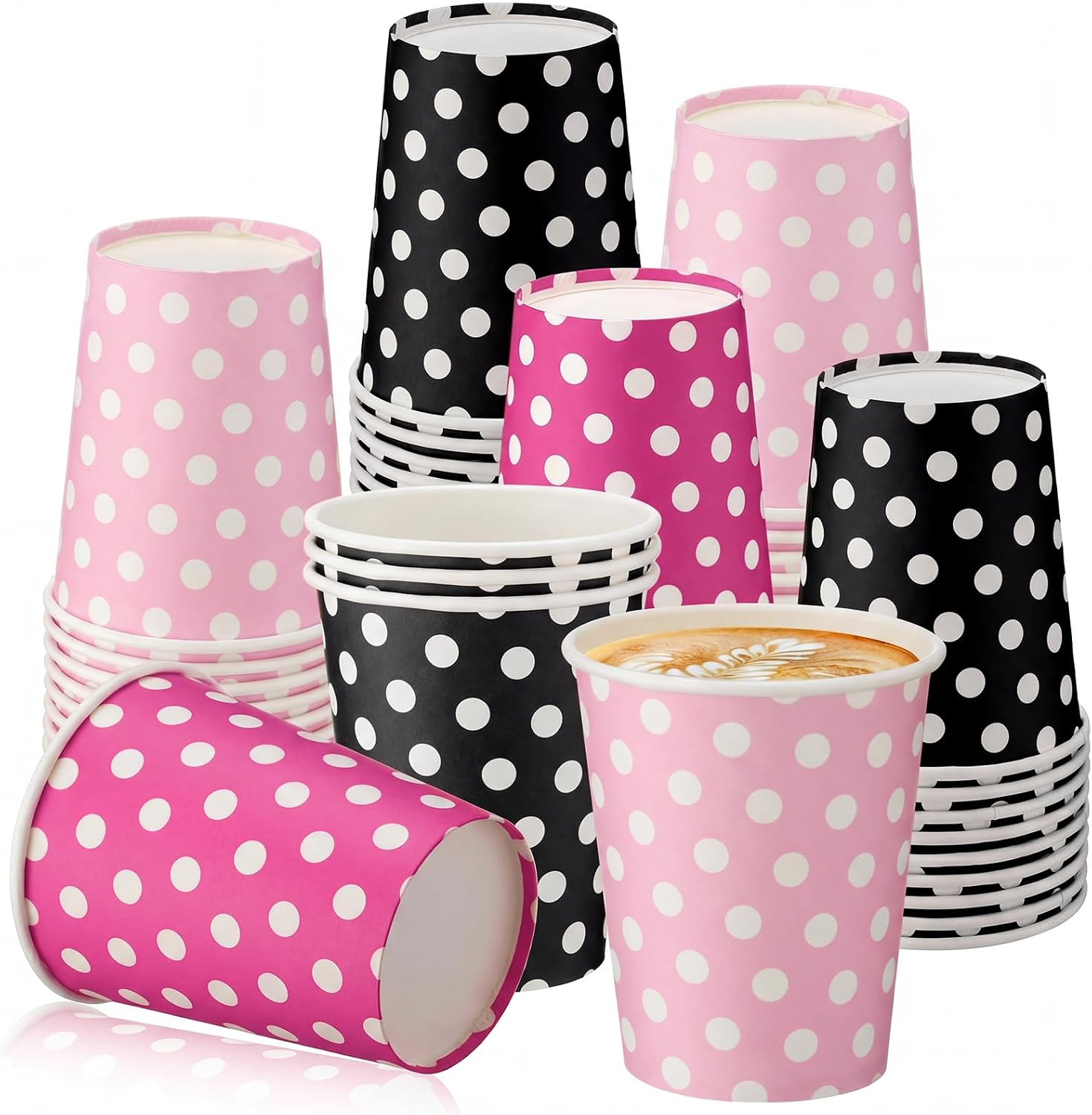 Qinyoung 60 Pcs Pink Mouse Party Supplies 9 oz Cartoon Mouse Theme Disposable Cups Cartoon Party Decorations Pink White Dot Pattern Printed Paper Cups for Baby Shower Birthday Tableware Decorations