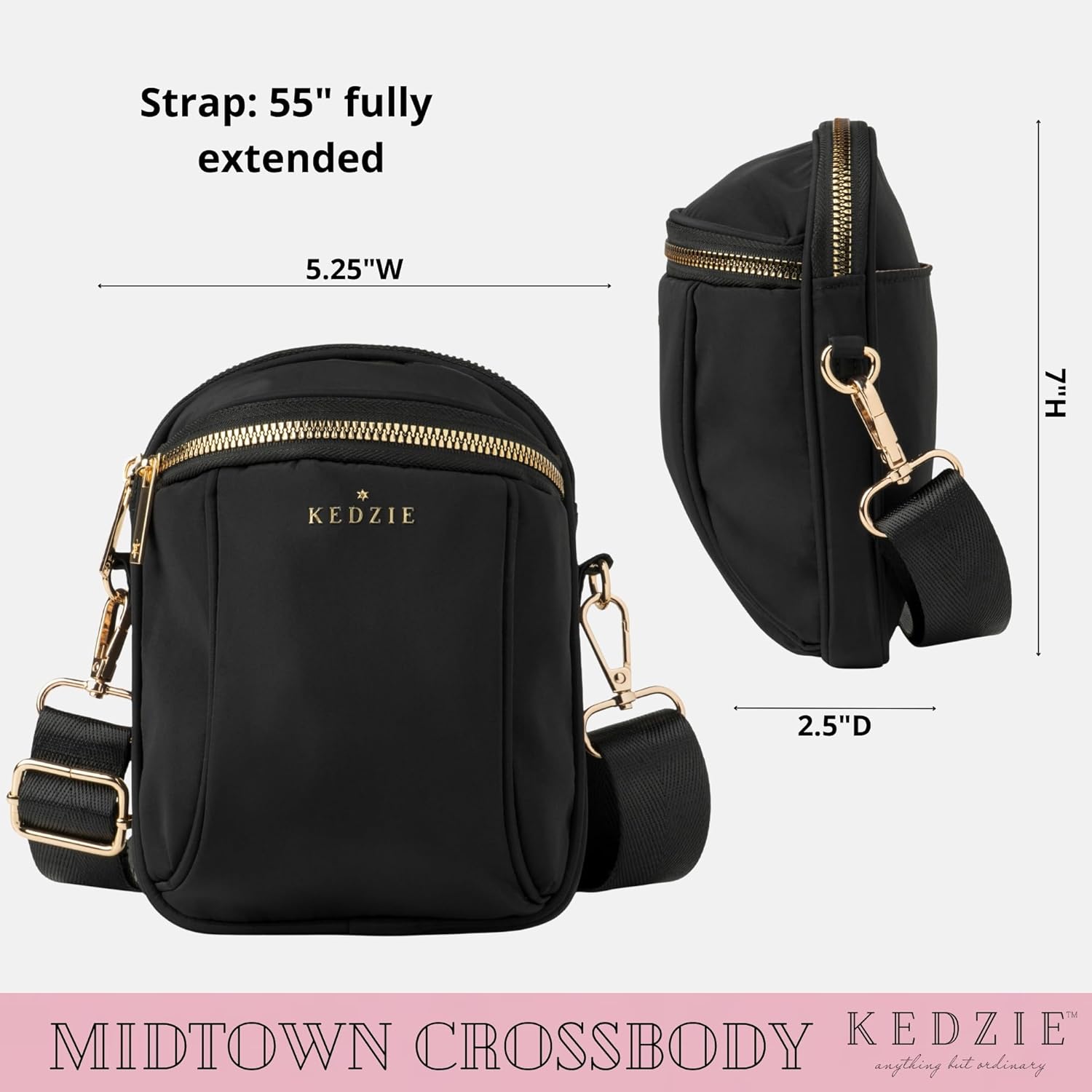 KEDZIE Midtown Crossbody Bag Lightweight Purse for Women - Image 3