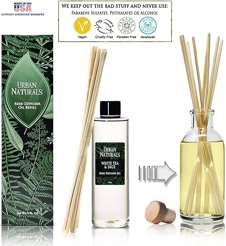 Miniatura 214 de Urban Naturals Reed Diffuser Oil Refill Ocean Mist Sea Salt with Salt Spray, Violet Leaf, Sea Grass, Driftwood 8 oz + Free Reed Sticks, Made in The
