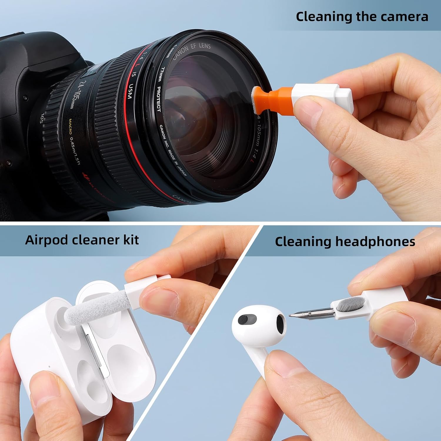 Keyboard Cleaning Kit Laptop Cleaner, 10-in-1 Computer Screen Cleaning Brush Tool, Multi-Function PC Electronic Cleaner Kit Spray for iPad iPhone Pro, Earbuds, Camera Monitor, All-in-one with Patent, view 4