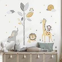 decalmile Wall Stickers Jungle Animals Tree Decorative Vinyl Safari Giraffe Elephant Lion Wall Stickers Children's Room Children Baby Nursery
