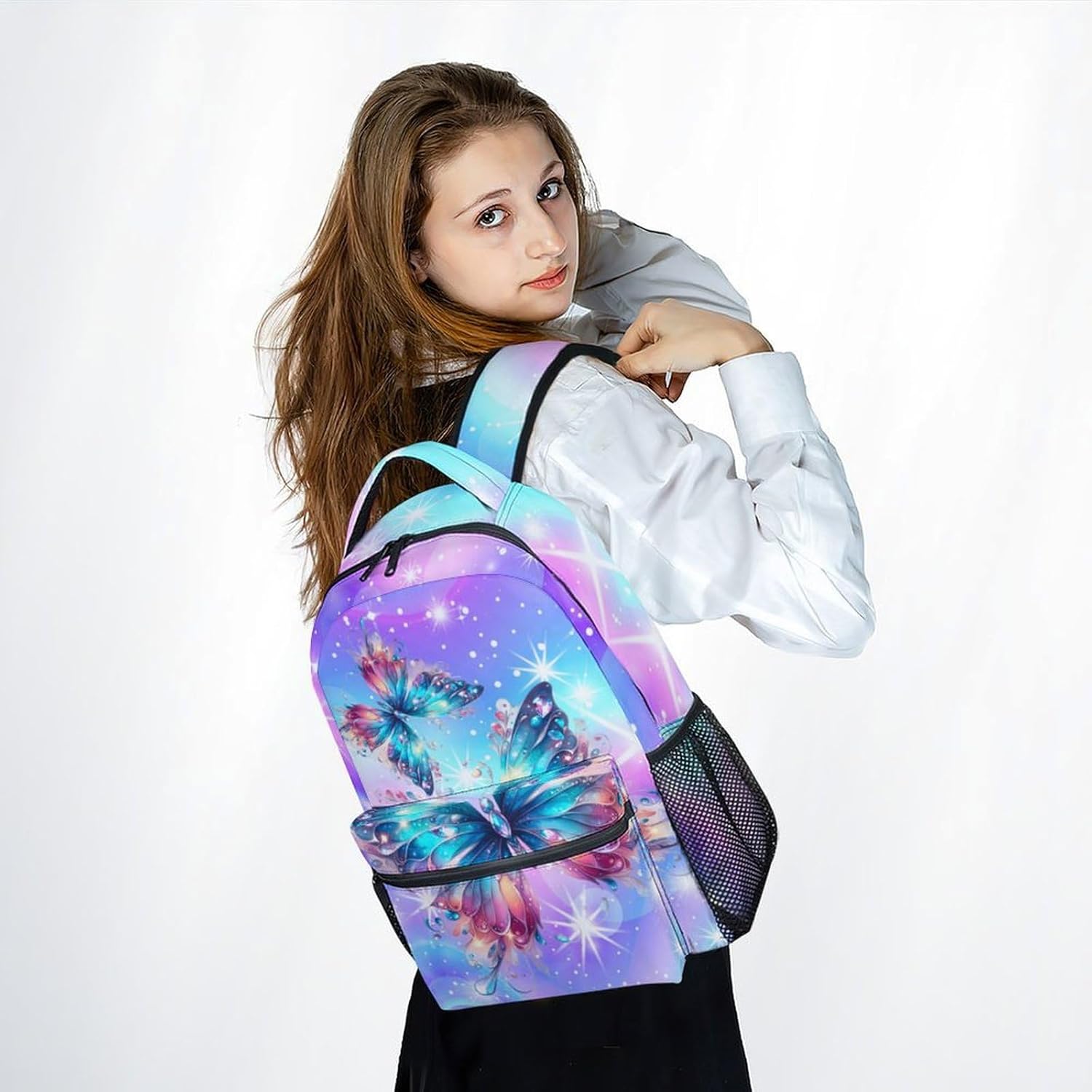 Backpack for Girls, Butterfly Backpack for Kids, Back to School Gifts, 17 Inch Large Capacity Preschool Bookbag