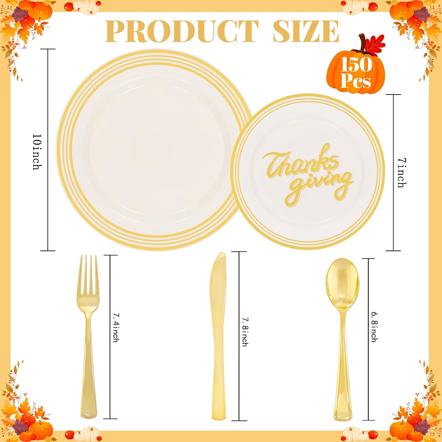 150pcs Sturdy Thanksgiving Plastic Plates For Fall Dinner thumbnail