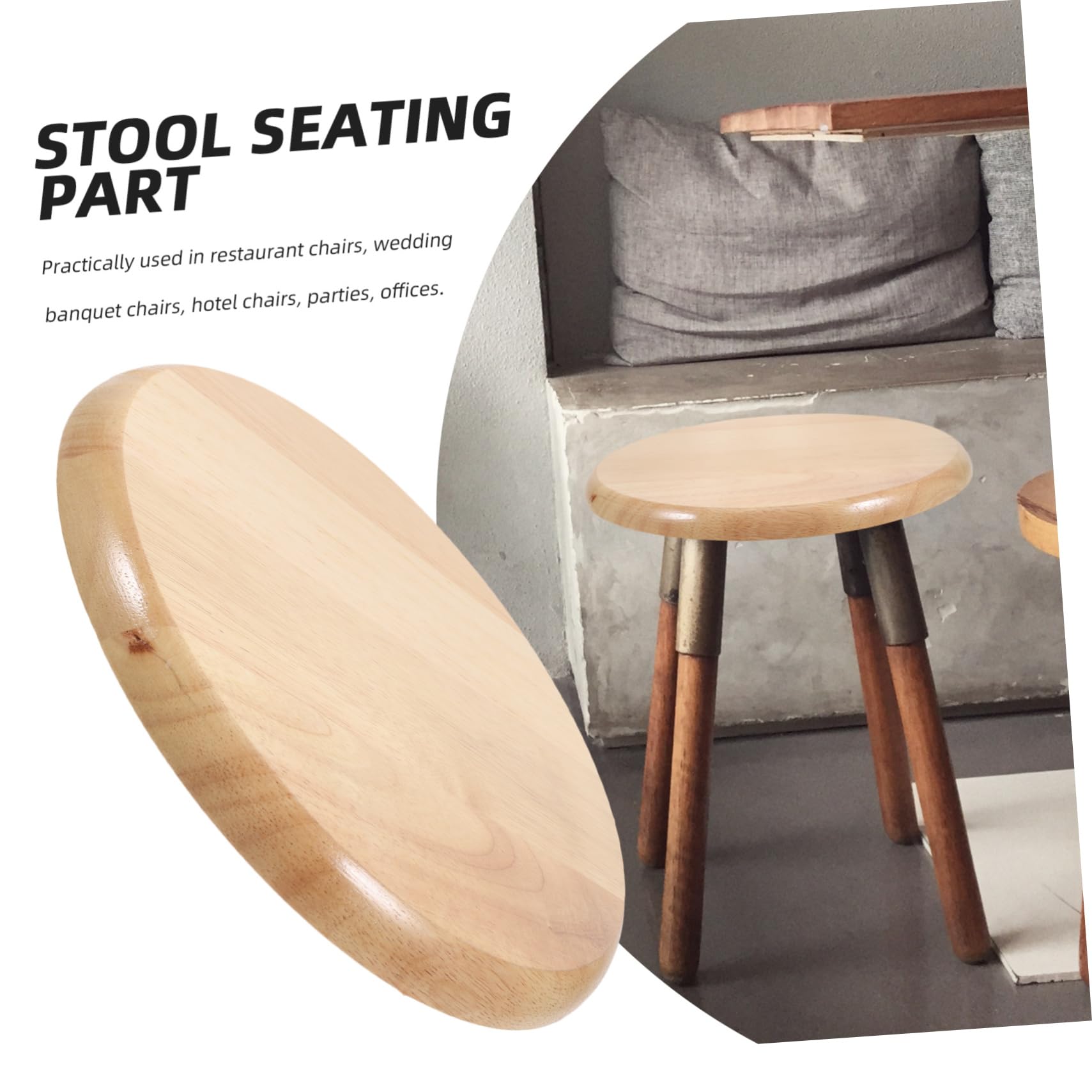 BESTYASH Tabouret Bar Bois Assise Ronde en Bois Massif, Facile à Nettoyer et Robuste, pour Bureaux et Fêtes