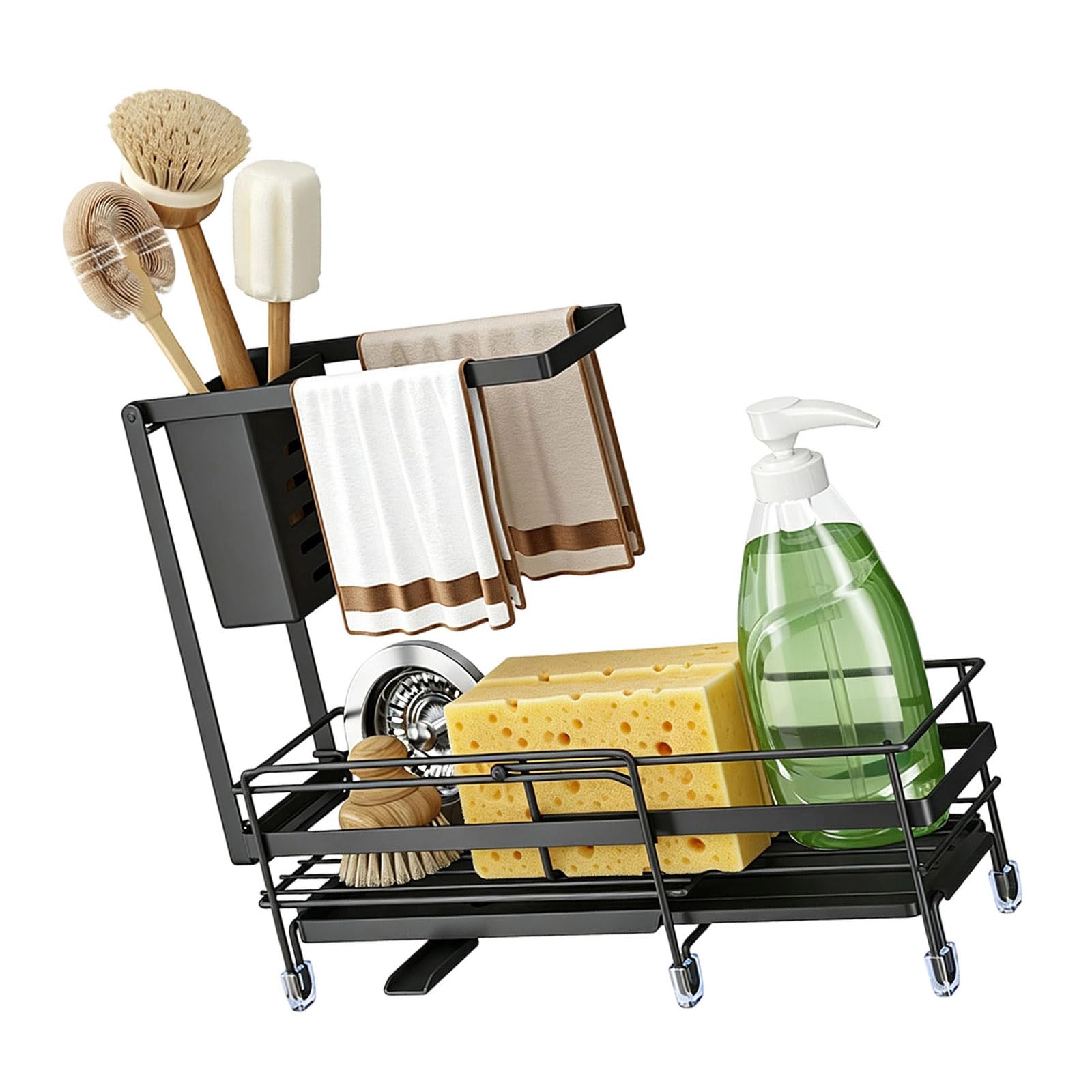 Organizer da cucina estensibile per lavello in acciaio, Black