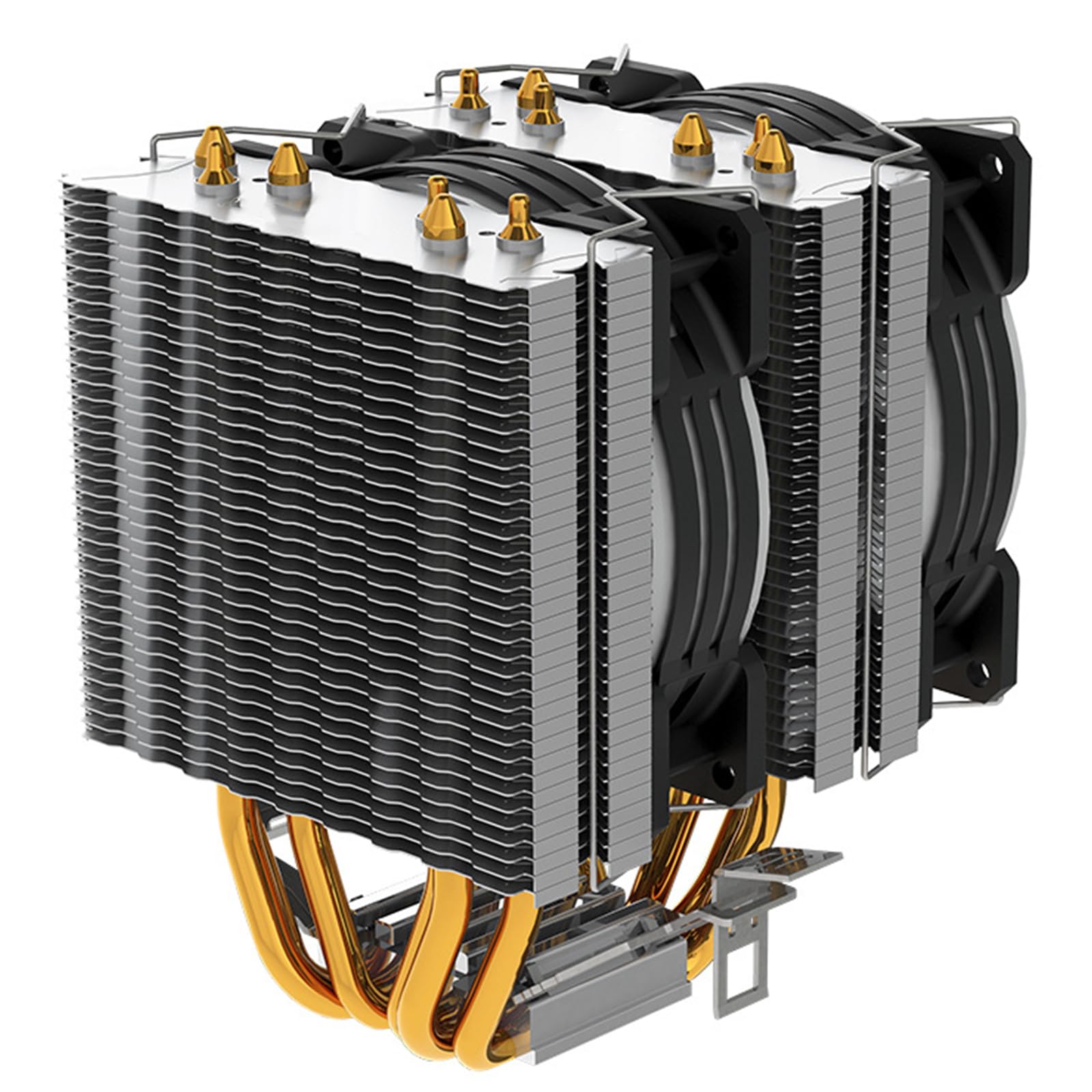 Enfriador de aire de CPU de alta eficiencia diseño de torre doble 6 tubos de calor de cobre PWM control de velocidad del ventilador Rgbs iluminación de bajo ruido universal PWM ventilador de CPU