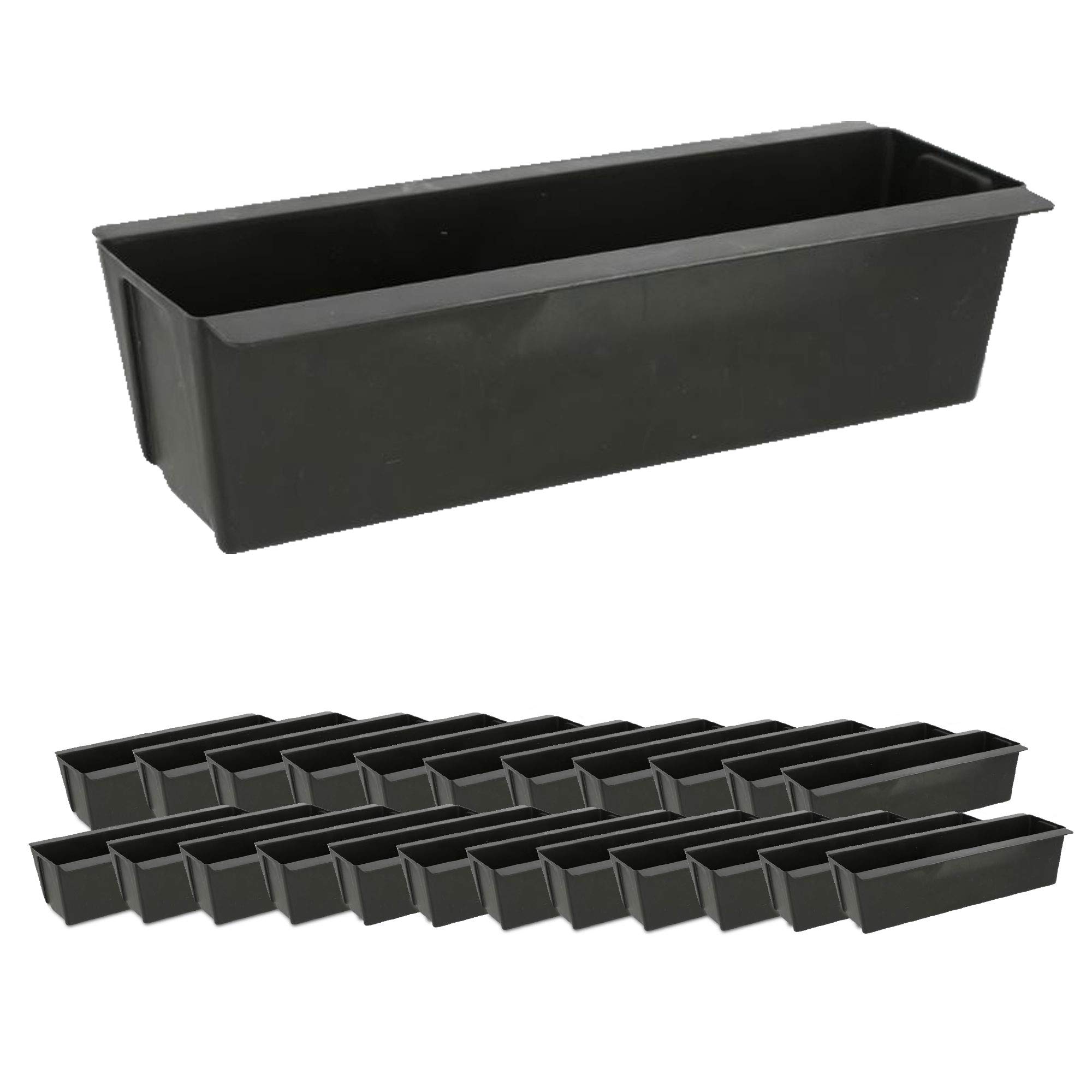 Skrzynka na rośliny pasująca do palet euro, zestaw 24 doniczek z tworzywa sztucznego, szerokość: 38 cm (1 x zestaw 24 skrzynek na rośliny, 38 cm szerokości)