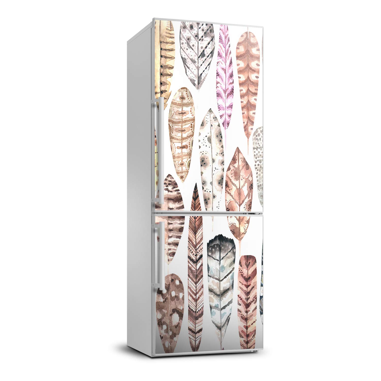 Autocollant frigo 70x190cm plumes colorées Tulup pour décoration de cuisine