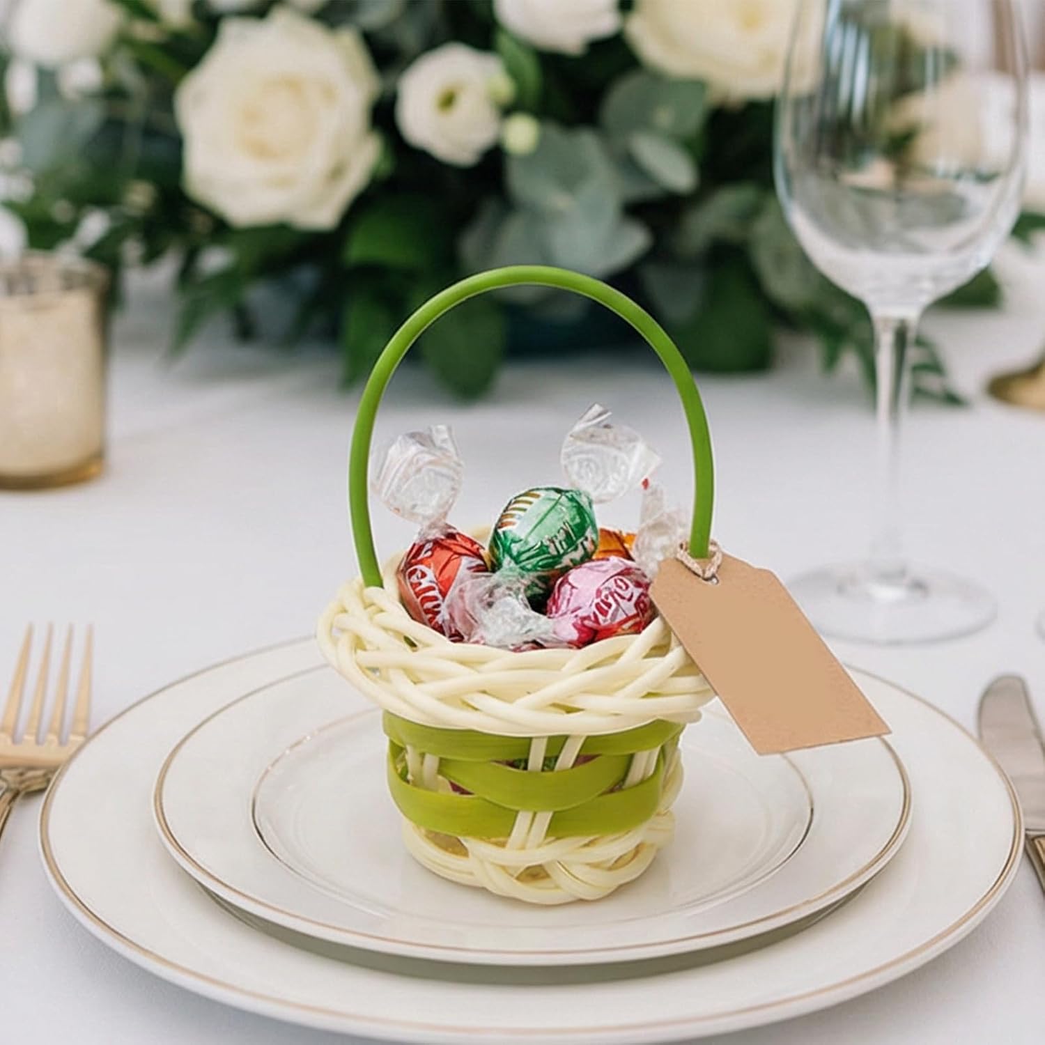 10PCS Small Woven Baskets with Handles Handheld Gift Basket Perfect for Organizing Candy Flowers or Party Favor Portable Storage Basket image 4