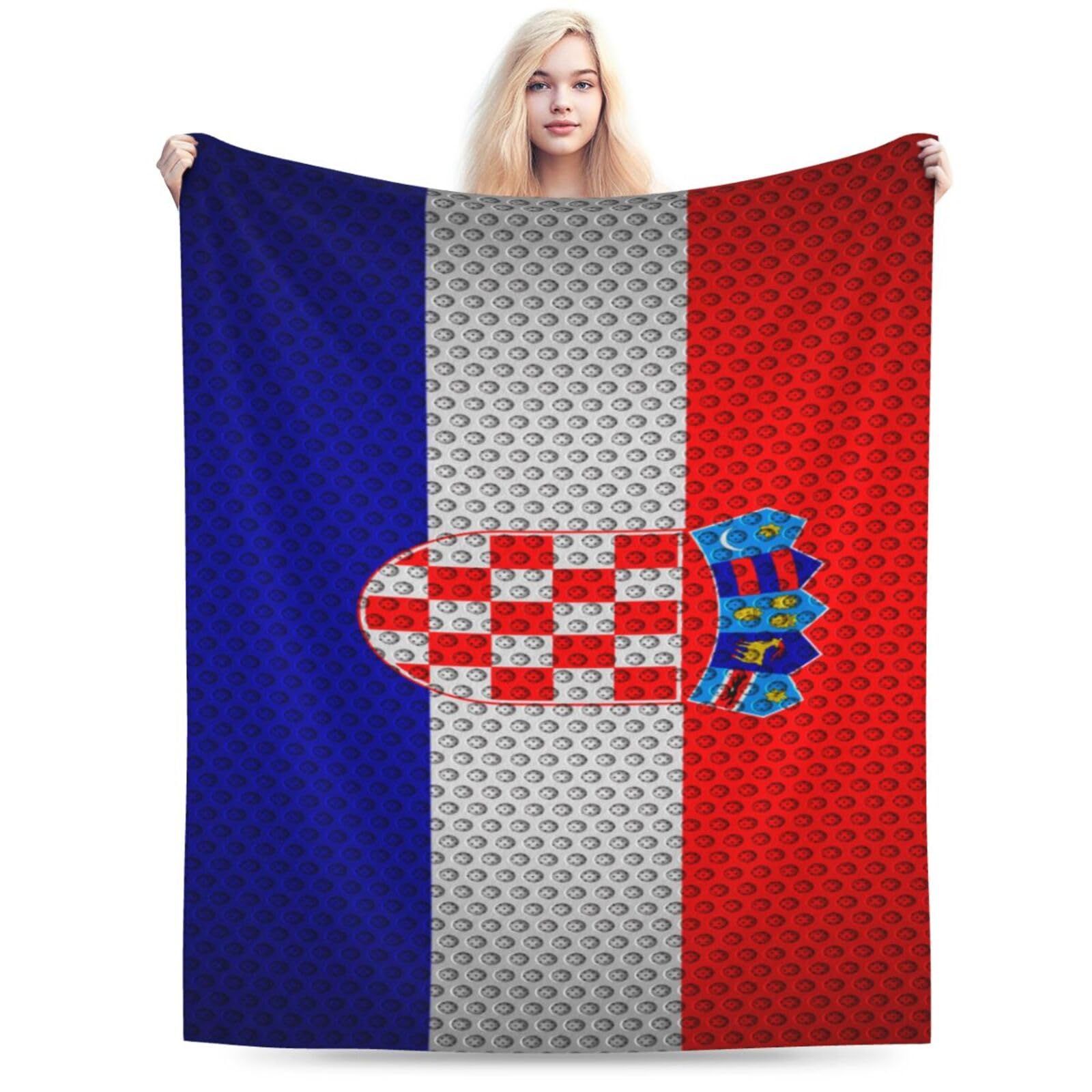 Manta de microforro polar ultra suave de la bandera de Croacia para sofá cama