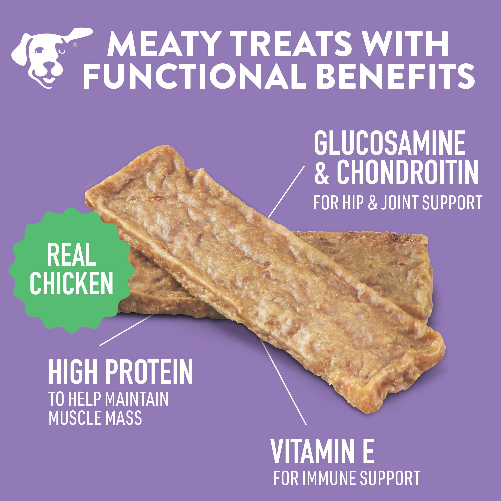 DOGSWELL Hip & Joint Dog Treats 100% Meaty, Grain Free, Glucosamine Chondroitin & Omega 3, Chicken Soft Strips 12 oz - image 4