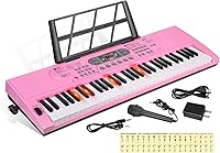 Vista 1 de Hricane Teclado de Piano con Teclas Iluminadas para Principiantes Adultos Adolescentes Niños, Teclado Electrónico de Música de 61 Teclas con Modos