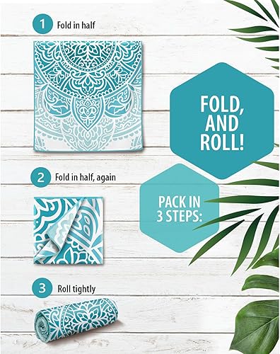 Vista 29 de VENTURE 4TH Toalla de playa de microfibra: secado rápido, compacta, sin arena, absorbente, a prueba de arena y ligera, perfecta para camping, playa