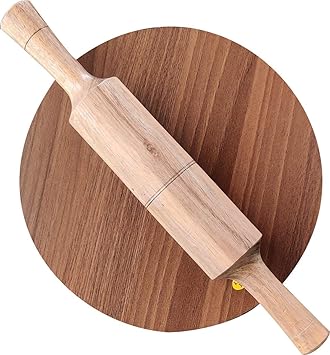 SAGE Indian Wooden Chakla/Wooden Rolling Pin Board with Belan/Rolling Pin(9Inch)