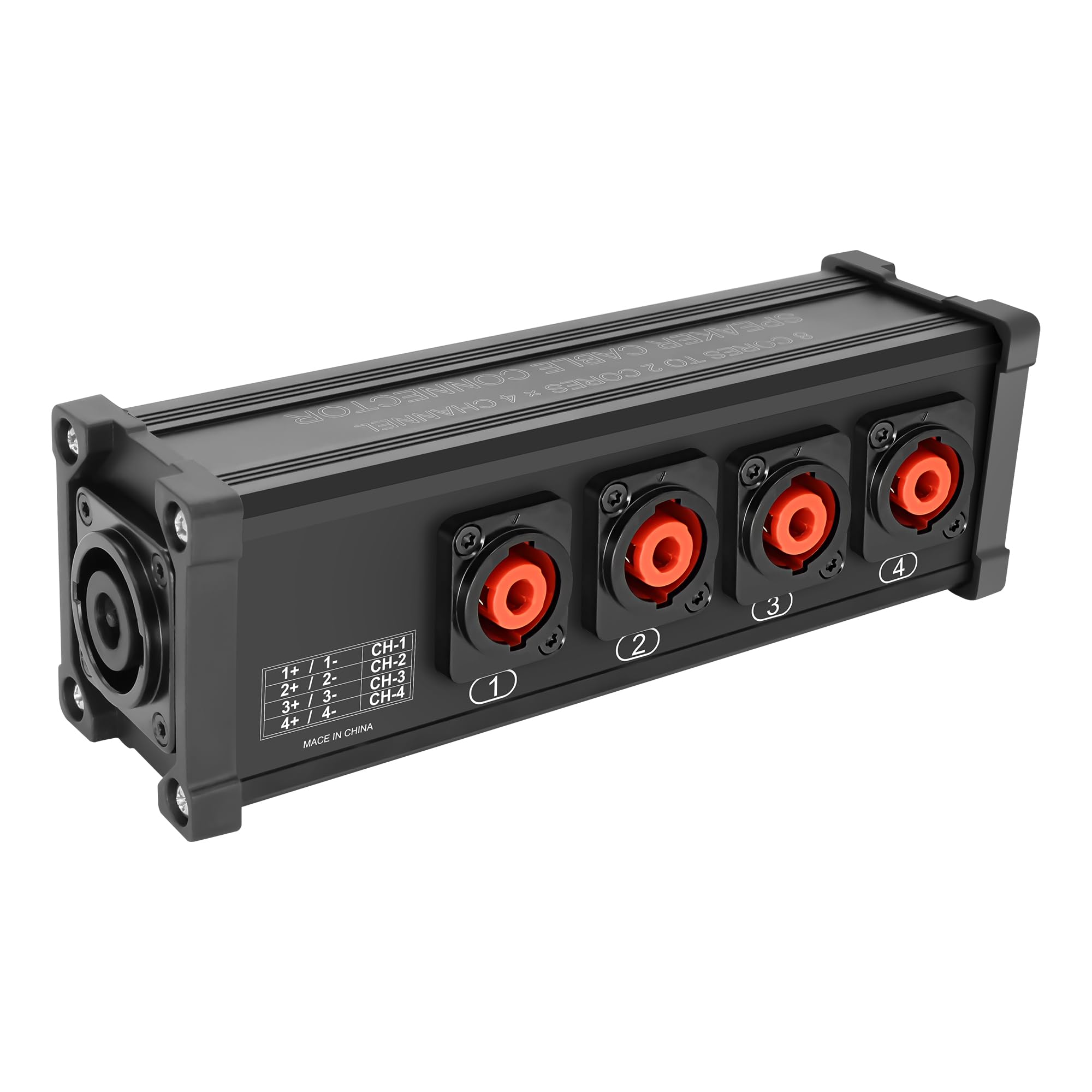 XMSJSIY Speakon Multi Audio Snake Box 8 Core to 2 Core x 4 Channel Speakon Speaker Connector Jack Socket Audio Adapter for NL8FC NL8FX NLT8X 8 Pole to 2 Pole NL4FC NL4FX (Female to Female)