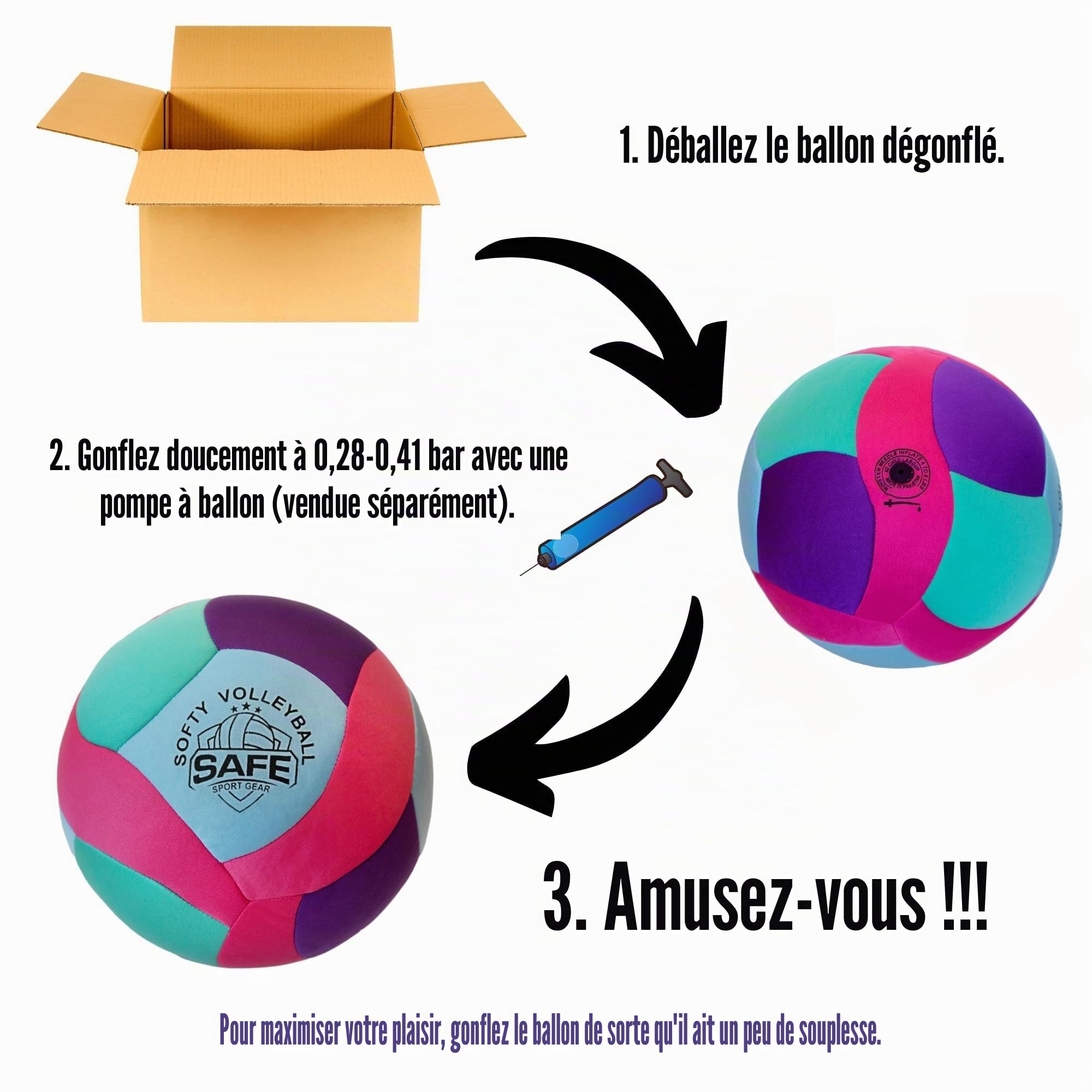 Ballon de volleyball Softy – Super doux conçu pour jouer sans douleur – Superbe ballon d'intérieur pour enfants avec une sensation et un rebond réalistes – Ballon parfait pour la maison