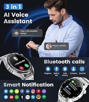 LIGE Akıllı Saat Erkek Bluetooth Görüşme, 1,39 inç HD Akıllı Saat Kalp Hızı Uyku 100+ Spor Modu, Su Geçirmez IP68 Akıllı Saat Android iOS için