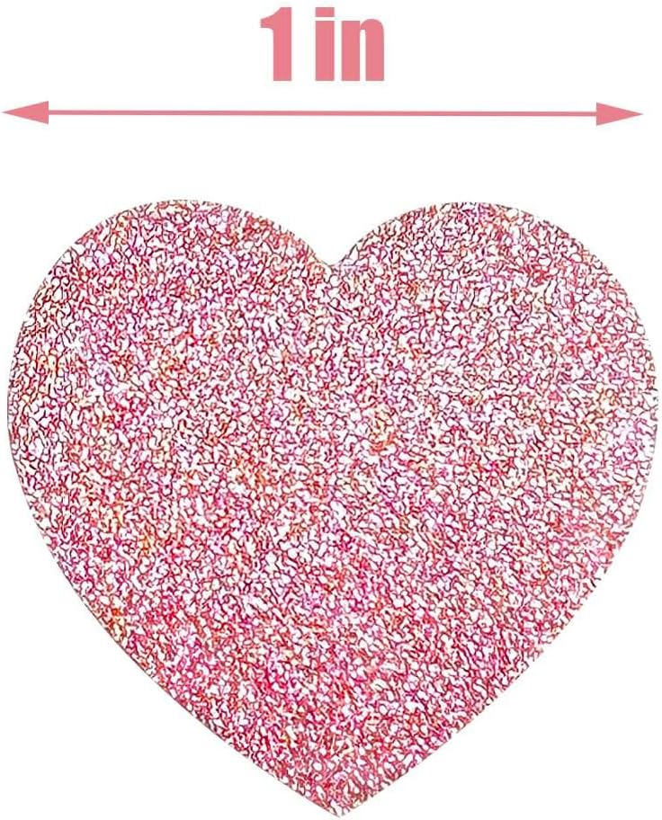 Glitter Heart Stickers,1in 500pcs Pink Heart Stickers(Pink)