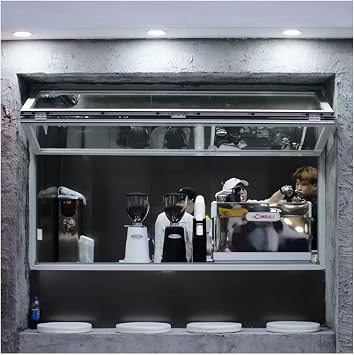Aluminum Alloy Up and Down Serving Window, 85 Opening Dining Unit Food Outlet Window, Concession Stand Serving Window with Locking Handle for Flower Shop
