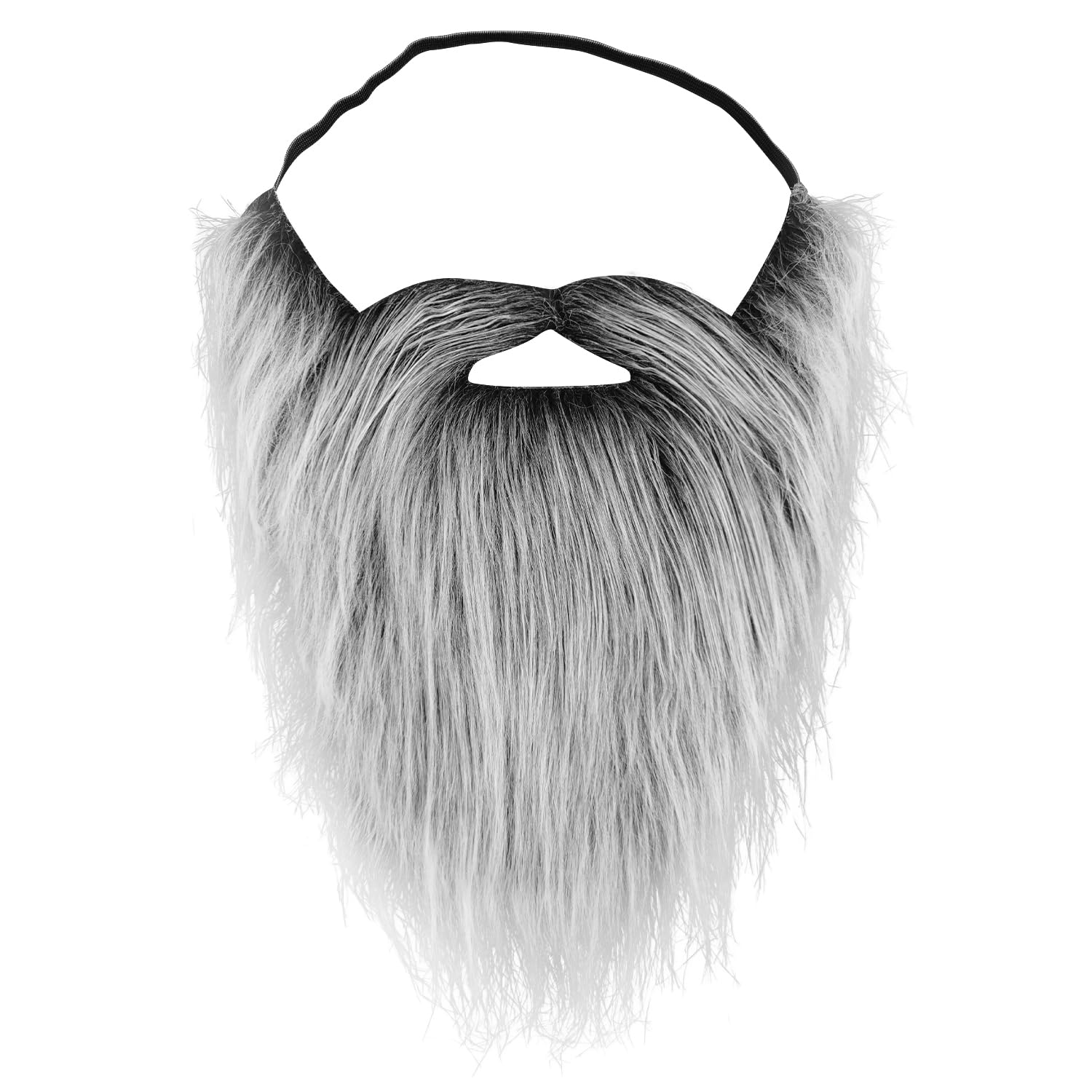 GYGYL Fake Beard with Elastic Band Easy Wear, Fake Mustache False Facial Hair Costume Accessory, Halloween Party Supplies for Men Women-Grey and Black