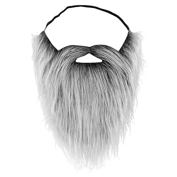 GYGYL Fake Beard with Elastic Band Easy Wear, Fake Mustache False Facial Hair Costume Accessory, Halloween Party Supplies for Men Women-Grey and Black