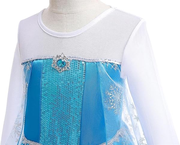 Lito Angels Robe de princesse avec traîne - Cape pour enfant fille - Costume à manches longues - Bleu - 4