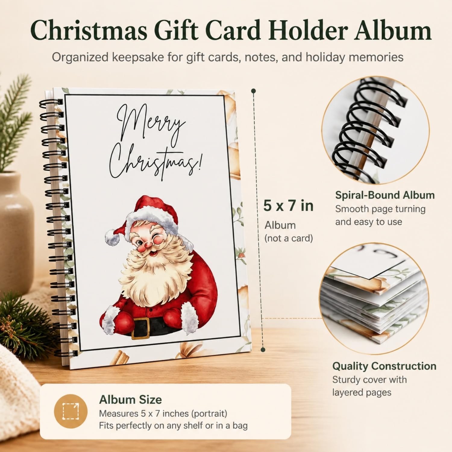 Christmas Gift Card Album, Holiday Gift Card Booklet, 12 Themed Pages image 3