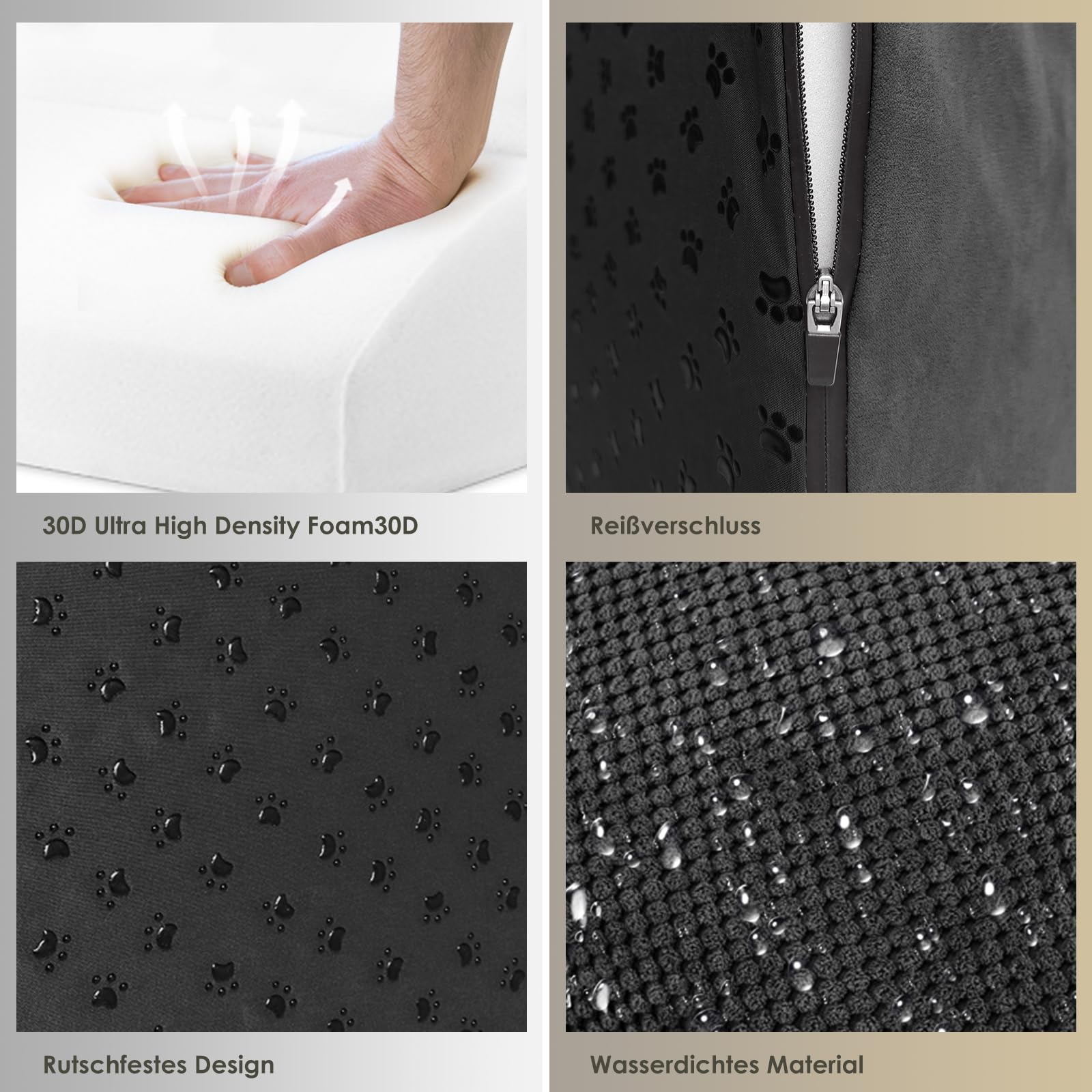 Thihome Scala per cani di piccola taglia, 3 livelli, spugna ad alta densità, altezza 40 cm, con rivestimento impermeabile, antiscivolo, scala per animali domestici, colore nero