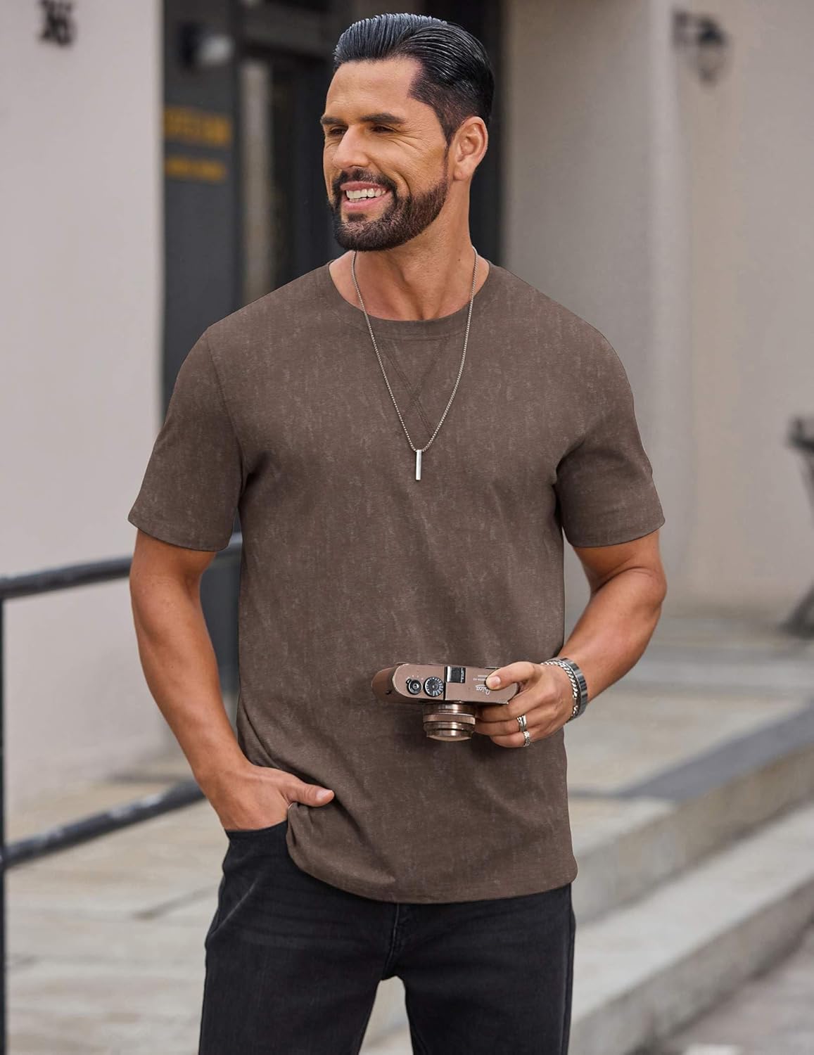 COOFANDY Mens Cotton T-Shirts Short Sleeve T Shirt Crew Neck Tees Casual Wash Basic Tee Shirts - Image 5