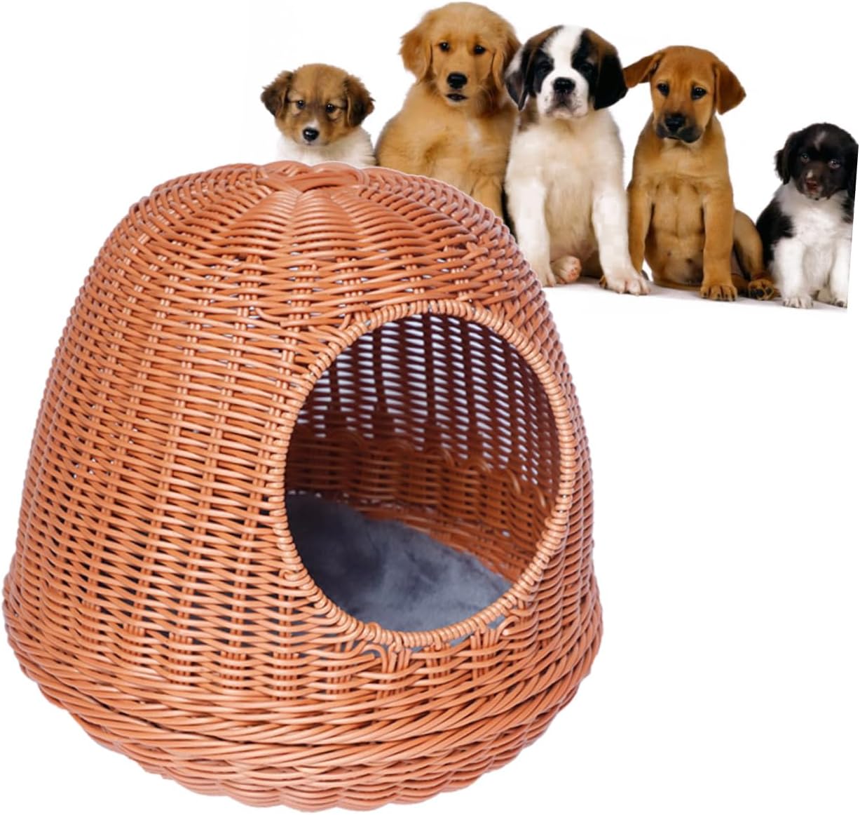 VICASKY Willow Round Cat Dog Nest Summer Cooling Handmade Pet Supplies Smooth Non-Scratch Waterproof