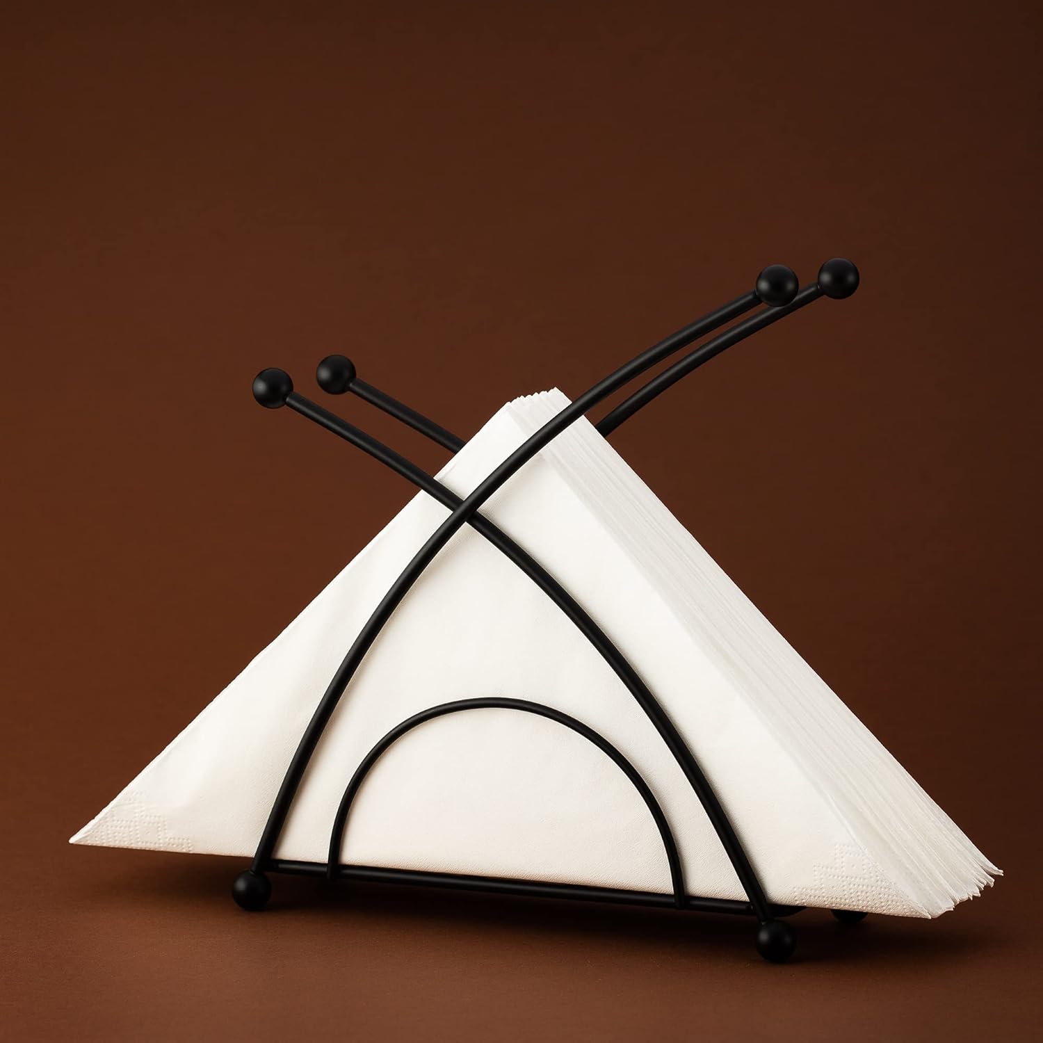 Stainless steel napkin holder, weighted napkin dispenser, countertop napkin organizer, paper napkins holder, kitchen essentials, no-flip napkin stand, Matte Black